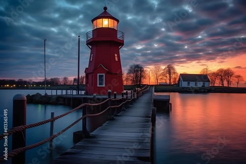 Westmole lighthouse in Warnemunde near Rostock,Germany