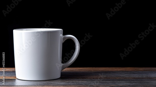 A white coffee cup sitting in front of a blackboard background Generative AI