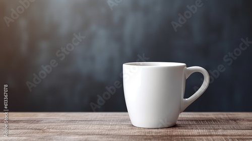 A white coffee cup sitting in front of a blackboard background Generative AI
