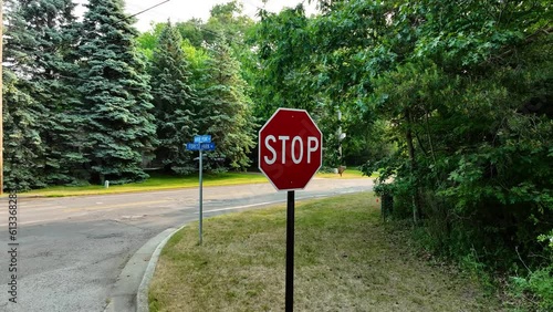 Rising and pushing toward an American traffic Stop sign. photo