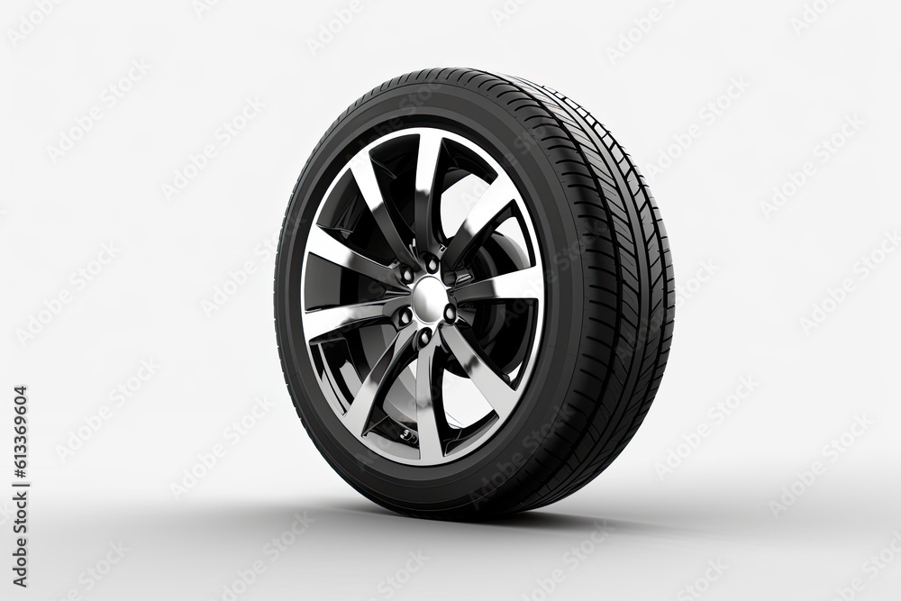 Car Wheel Side View On White Background