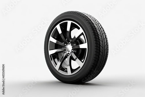 Car Wheel Side View On White Background