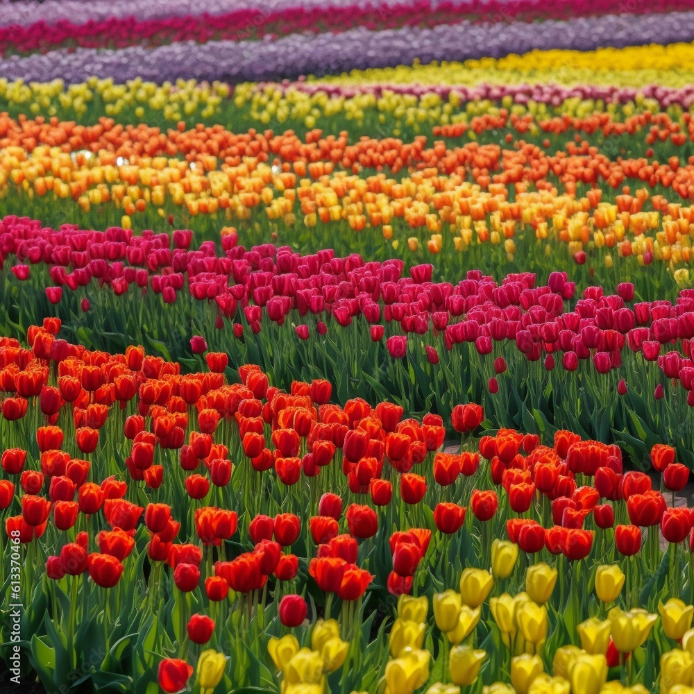Vibrant Tulip Fields in Spring A Colorful Seasonal Wonderland