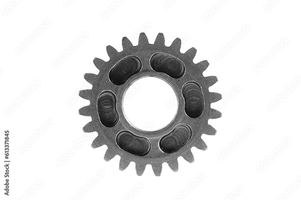 Metal gear isolated on white background with clipping path, engine car and bike. Metal gear isolated on white background with clipping path, engine car and bike.