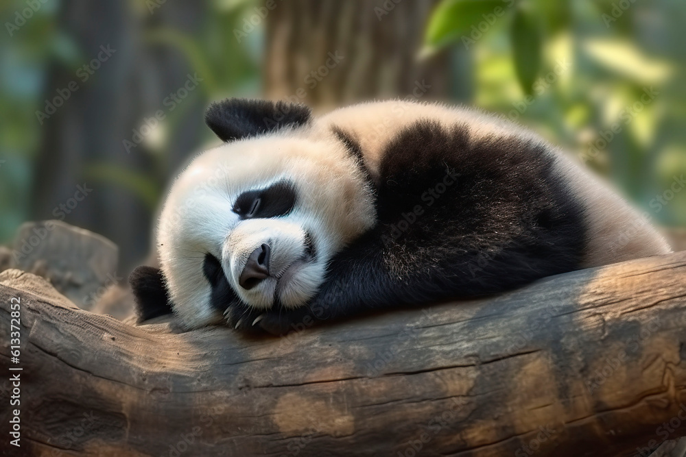 Obraz premium Panda sleep. Generative AI.