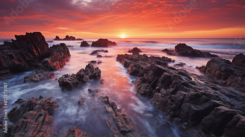 Wallpaper Mural Generative AI, Coastal Sunsets: the breathtaking colors and textures of sunsets Torontodigital.ca