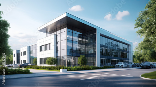 Fotografia commercial facility, modern R an D building Generative AI