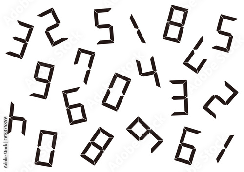 バラバラに散らばったデジタル数字