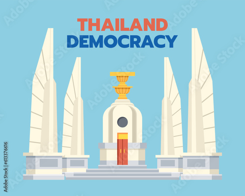 Flat style Democracy Monument of Thailand cartoon illustration