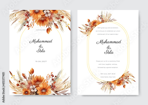 Elegant wedding card with floral frame multi purpose