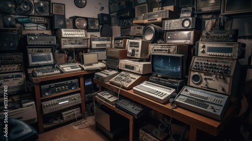 room full of old technology from the 90s. Generative AI