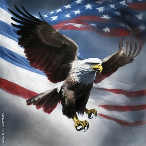 realistic american eagle illustration generated by ai