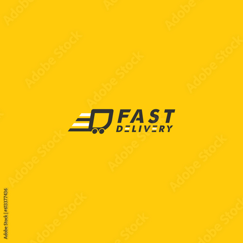 Fast Delivery label Logo. Speed and Quick Courier Transport Logo. Vector Logo Design
