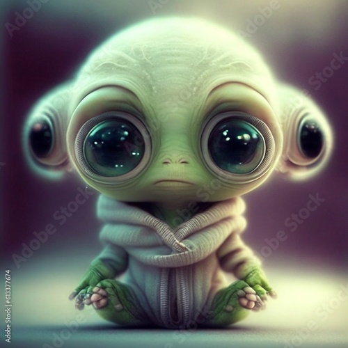 cute alien with innocent face expression illustration generated by ai 