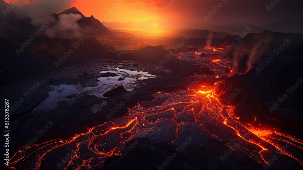 Generative AI, Fiery Eruptions: Capturing the Striking Beauty of Volcanic Landscapes