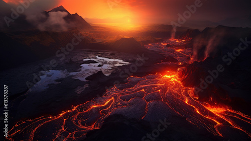 Generative AI, Fiery Eruptions: Capturing the Striking Beauty of Volcanic Landscapes