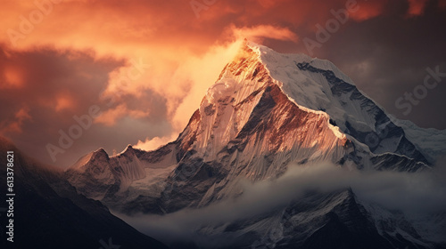 Generative AI, Majestic Majesty: A Captivating View of Snowcapped Peaks
