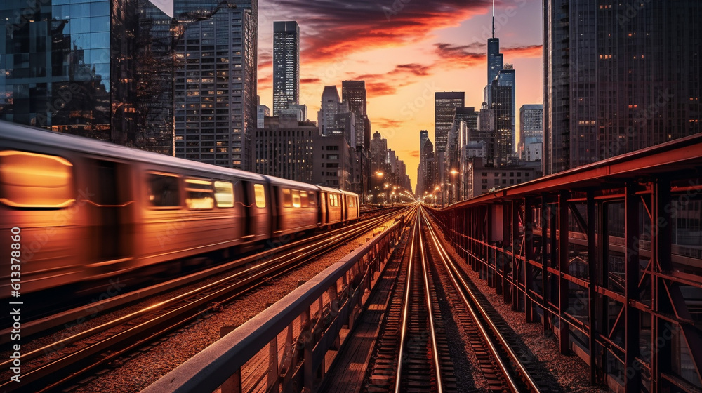 Fototapeta premium Generative AI, Nature Meets Concrete: Exploring the Contrast in Urban Landscapes