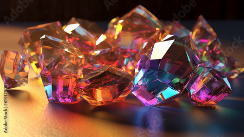 iridescent crystal facets.
