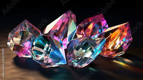 iridescent crystal facets.