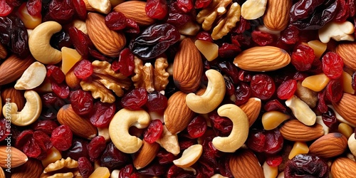 Crunchy and Tart. Roasted Nuts, Cranberries, and Unsalted Raisins Fusion, ai,