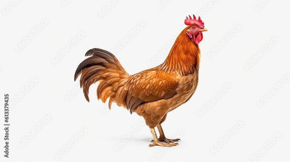 A hen on white background isolated Generative AI