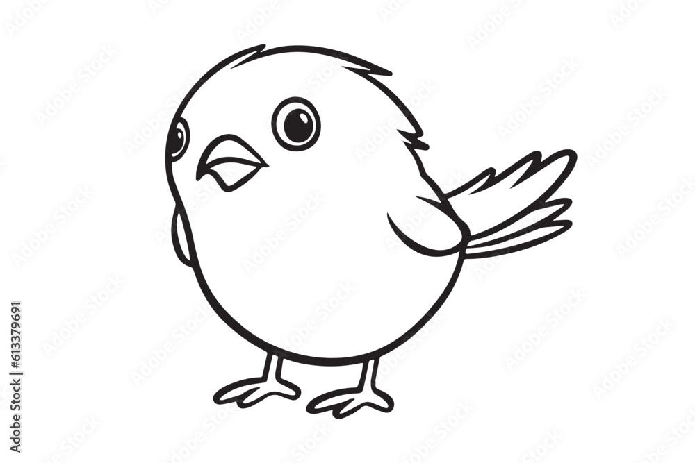 Fototapeta premium Kids Coloring Book, Cute Bird Coloring Pages, Bird Character Vector Illustration