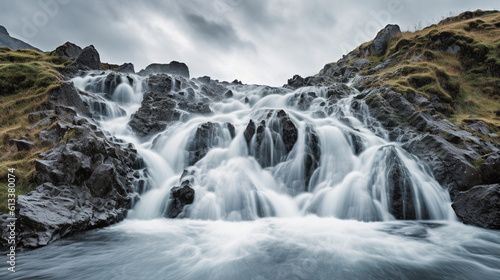 Generative AI, Cascading Symphony: Capturing the Graceful Flow of Waterfalls © icehawk33