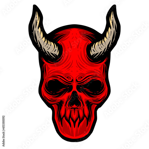 Devil skull illustration art logo mascot