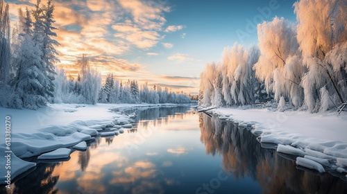 Generative AI, Winter Landscapes: Embrace the stark beauty of winter landscapes © icehawk33