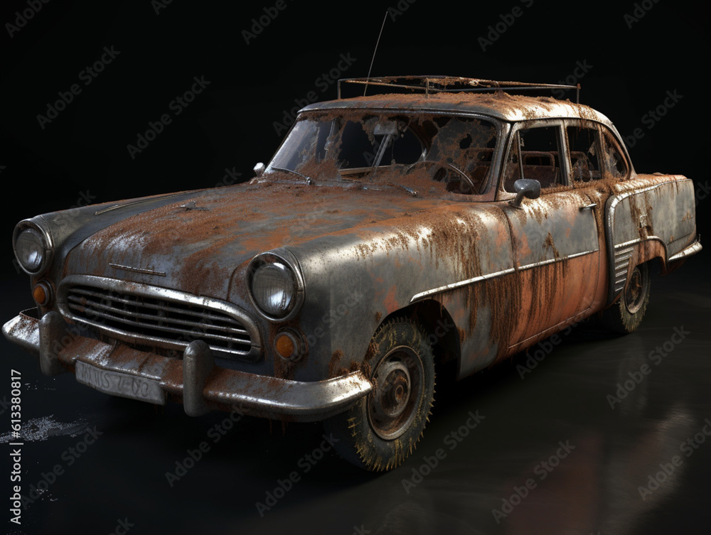old rusty classic car, Generative AI