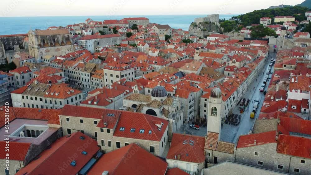 Spectacular Aerial Establishing View of Dubrovnik Old Town and Marina Spectacular Aerial Establishing View of Dubrovnik Old Town and Marina