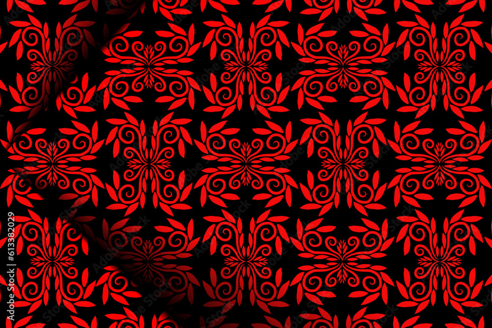 Beautiful gradient colour design red flowers batik ethnic dayak ornament for wallpaper ads background Beautiful gradient colour design red flowers batik ethnic dayak ornament for wallpaper ads background