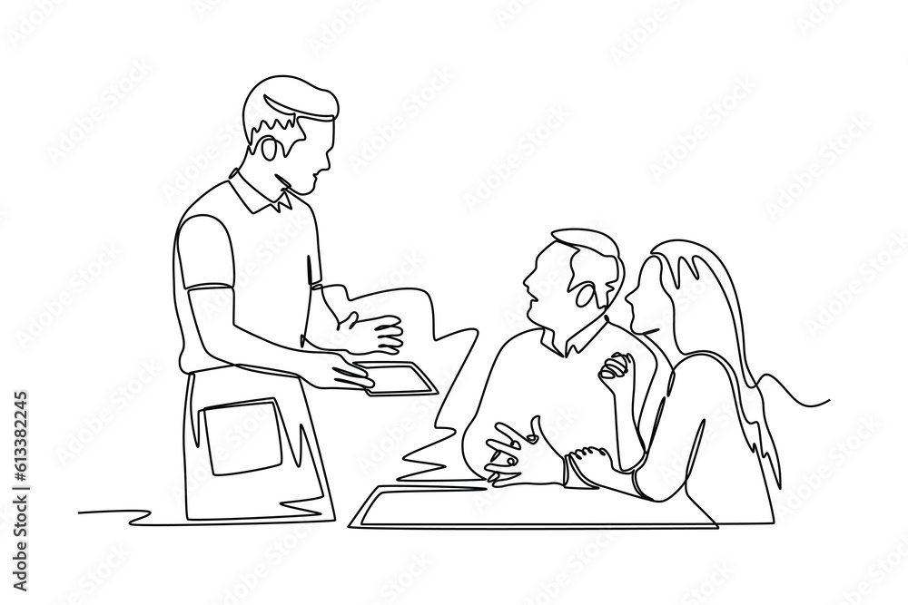 Continuous one line drawing customer service concept. Single line draw design vector graphic illustration. Continuous one line drawing customer service concept. Single line draw design vector graphic illustration.
