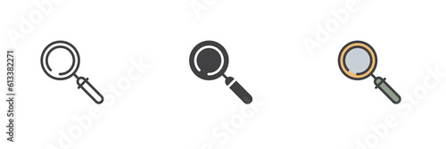 Magnifying glass different style icon set