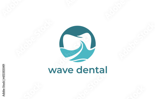 dental waves negative space logo design