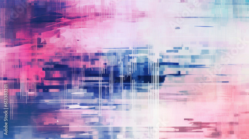 Abstract glitch background.  Pink, blue, white purple colors. 