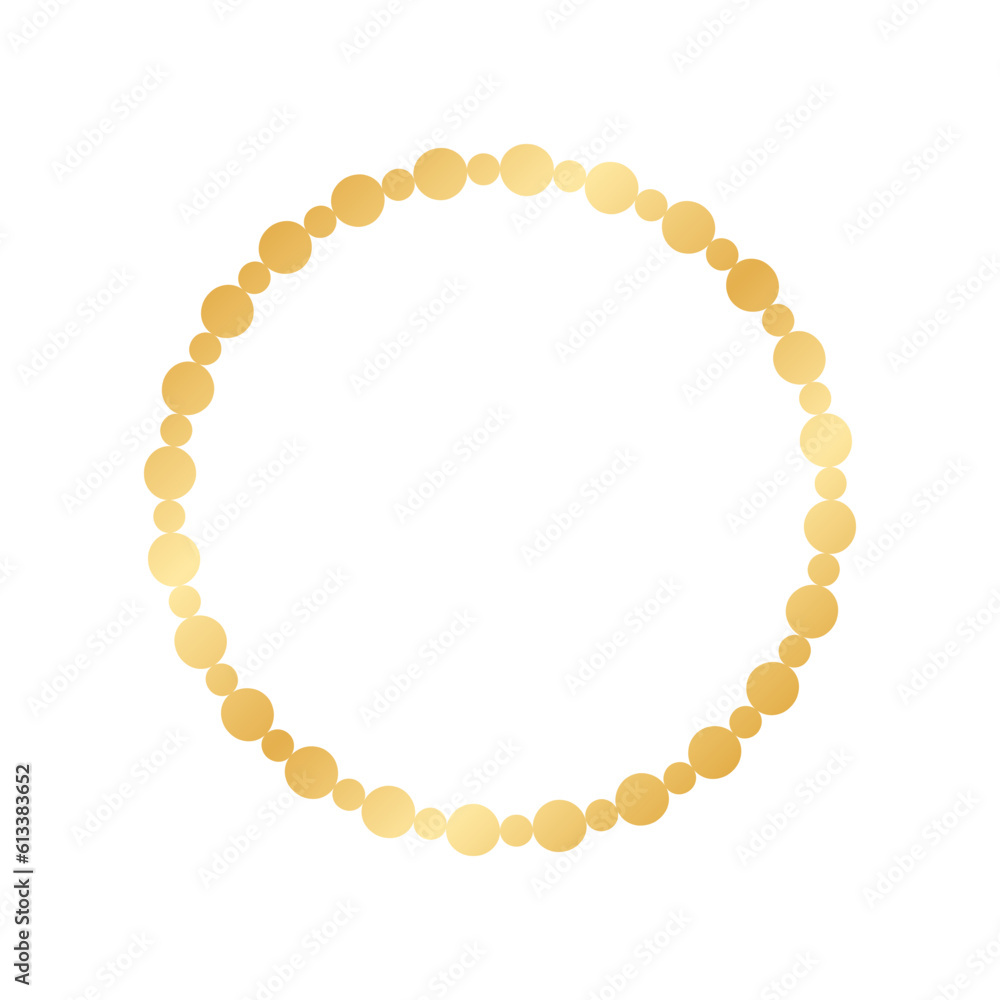 Obraz premium Golden round frame made with dots pattern. Abstract Gold Border Template, elegant wedding invitation card vector illustration