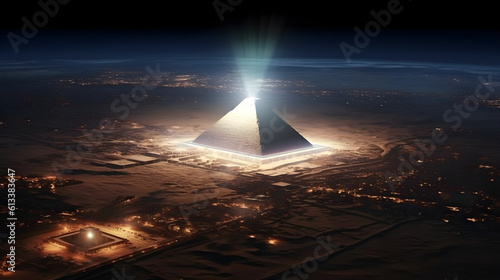 piramids at night photo