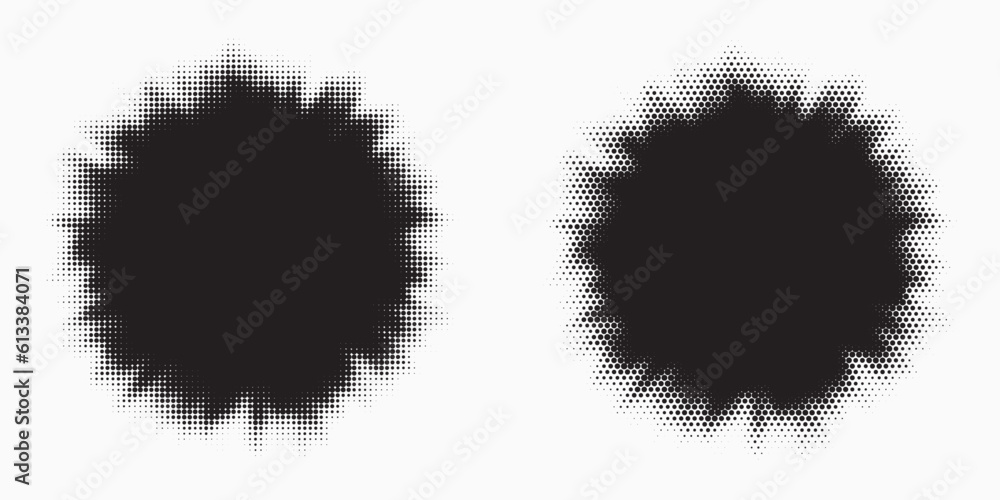 Halftone circle frame background set. Round border Icon using halftone ...