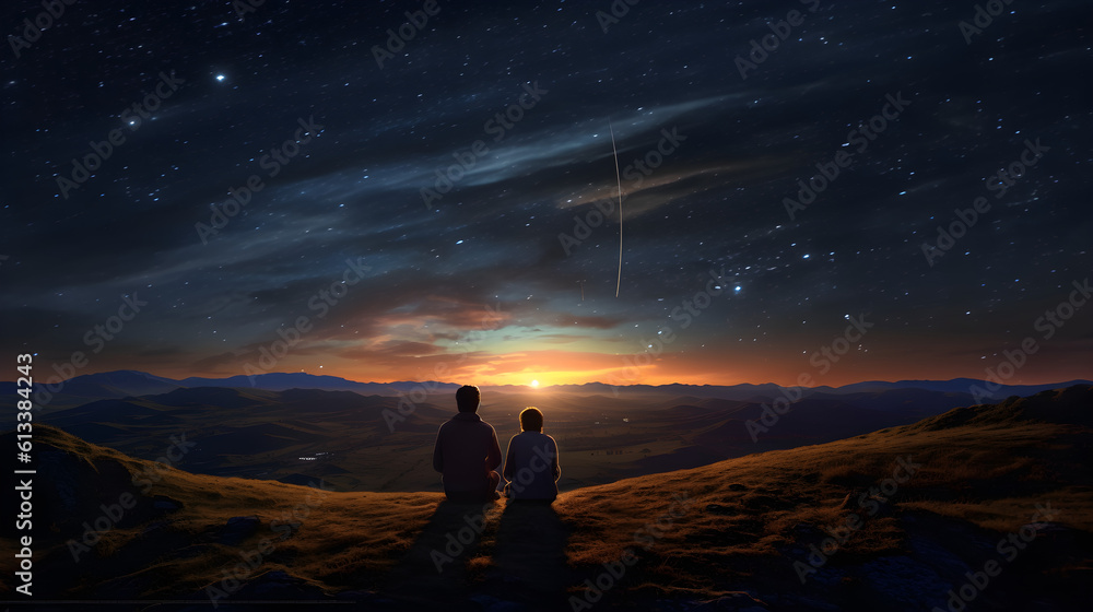 Fototapeta premium couple in the night sky