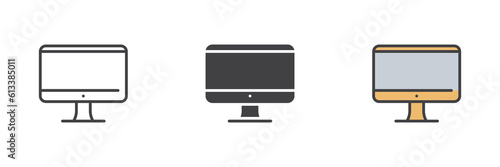 Computer monitor different style icon set