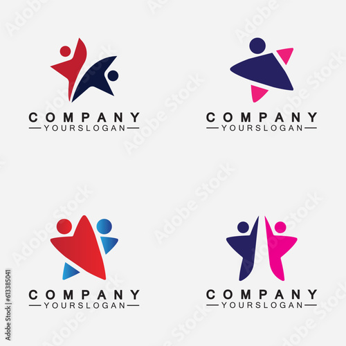 Star people success logo and symbol icon Template