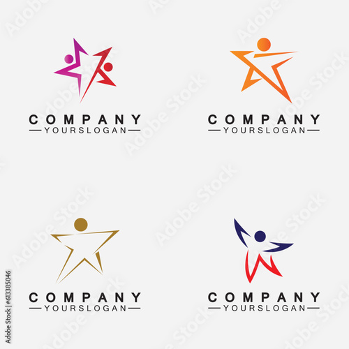 Star people success logo and symbol icon Template