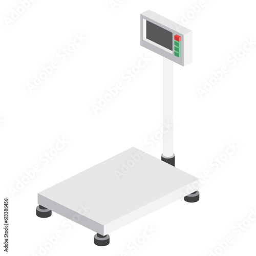 Isometric Scales for Weighing Objects and Goods. Object Isolated on White Background. Icon for Web.