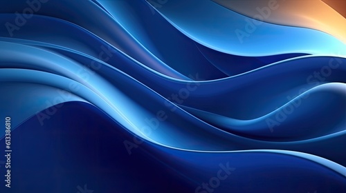 Abstract gradient blue wavy flowing lines background © Adriana