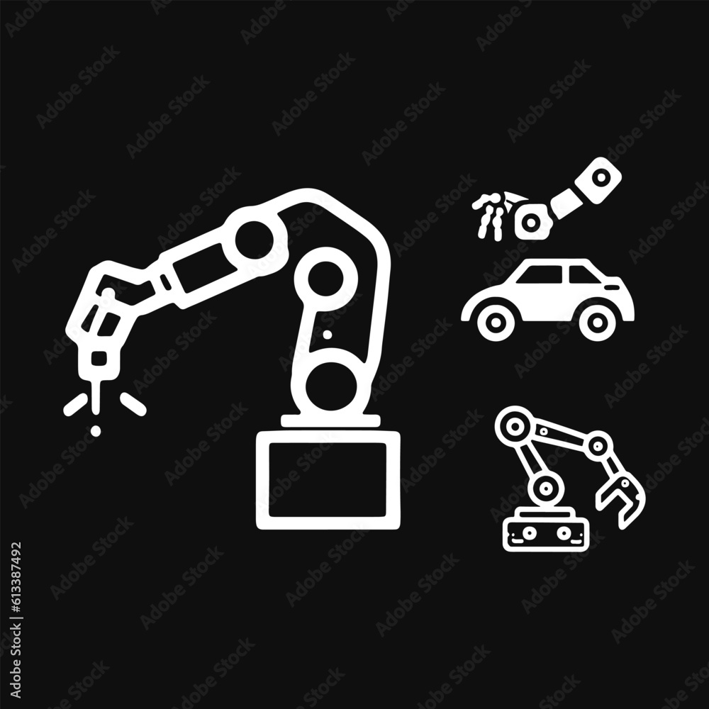 Robotic hand manipulator silhouette symbol icon. Robot limb logo. Robot arm. automation, robot, CNC shape logo. Robotic hand manipulator silhouette symbol icon. Robot limb logo. Robot arm. automation, robot, CNC shape logo.