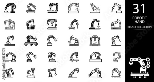 Robotic hand manipulator silhouette symbol icon. Robot limb logo. Robot arm. automation, robot, CNC shape logo.