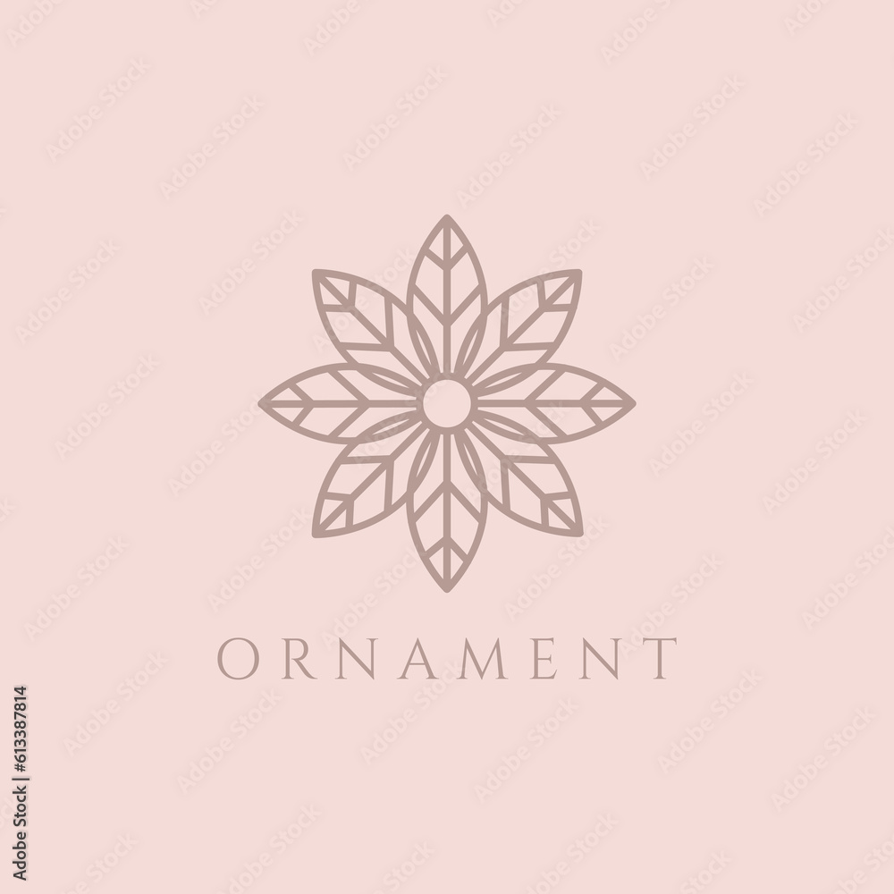 flower ornament for jewelery design beauty salon and spa logo vector illustration