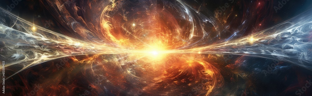 Obraz premium Abstract fractal fantasy light in space. Orbital planet, moon, stars, and astronomy. Texture lights and color background. Geometric nebula.